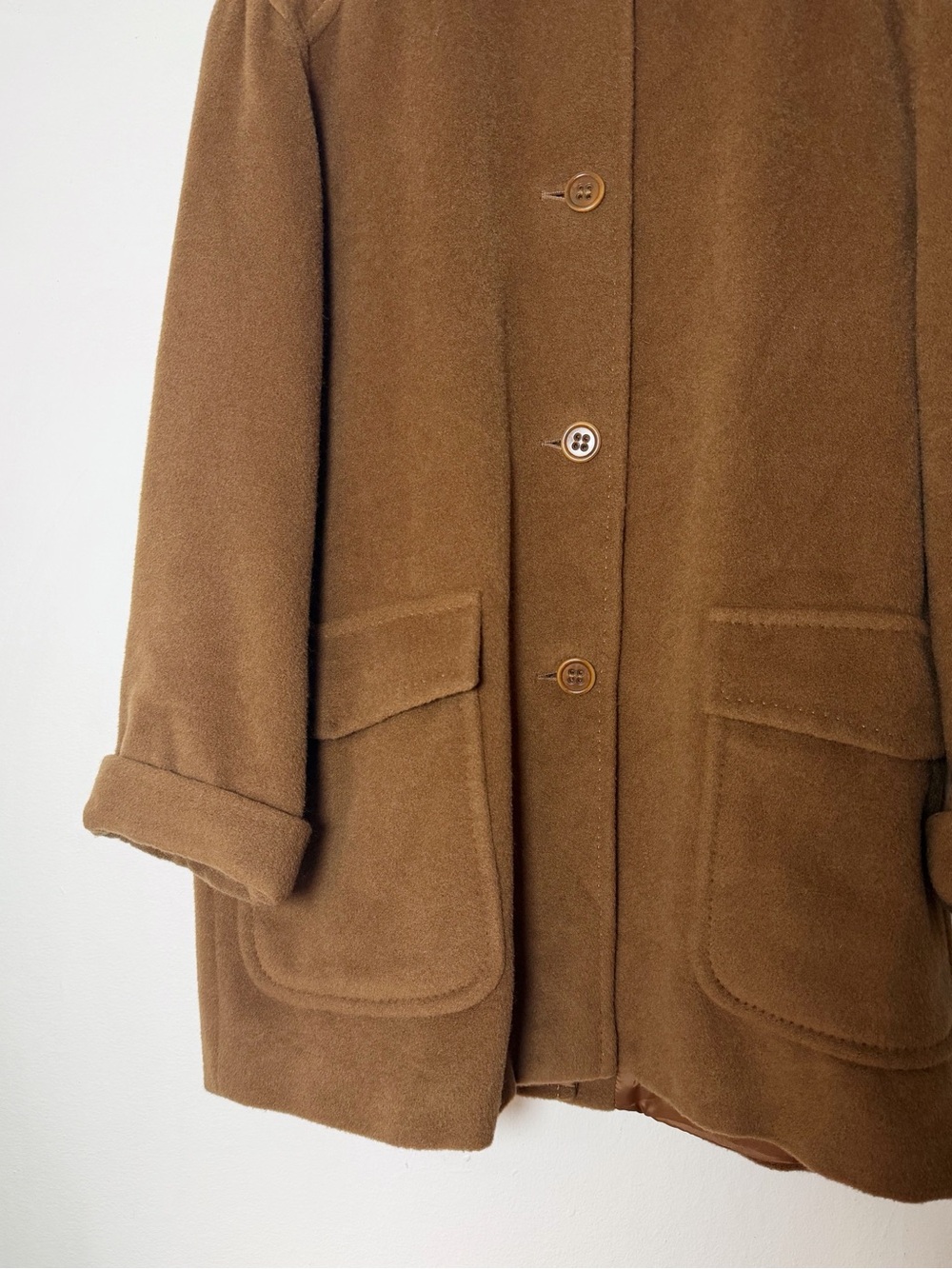 Max Mara Vintage 90s Camel Wool Cashmere Short Coat - White Tag Made in Italy - Picture 6 of 11